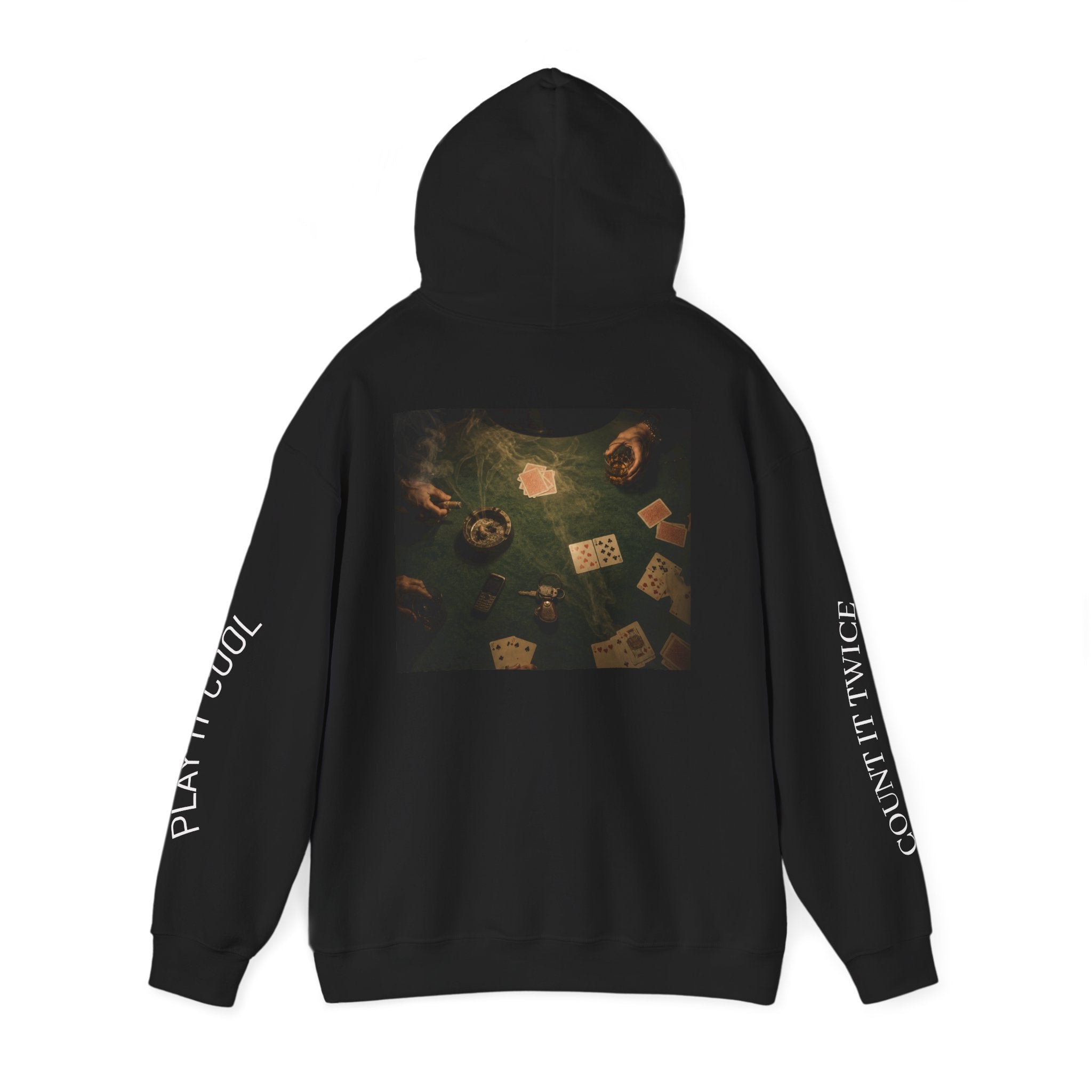 Voidlux Poker Night Hoodie — 'Count It Twice / Play It Cool' Graphic Hoodie