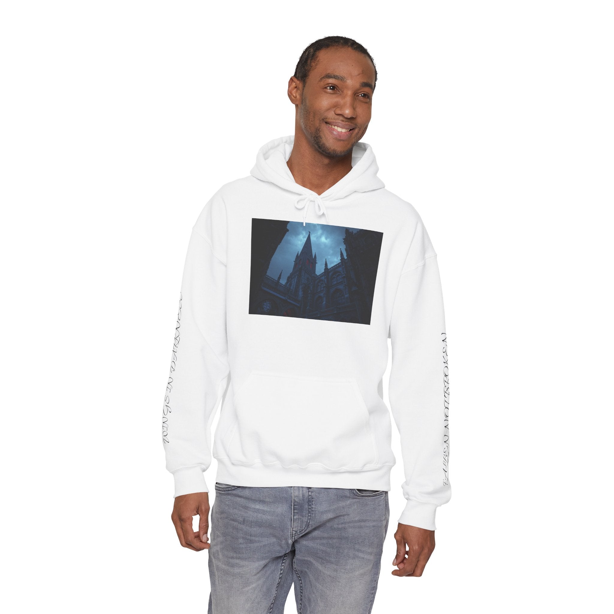 Gothic Night Hooded Sweatshirt — Dark Cathedral Hooded Design Unisex