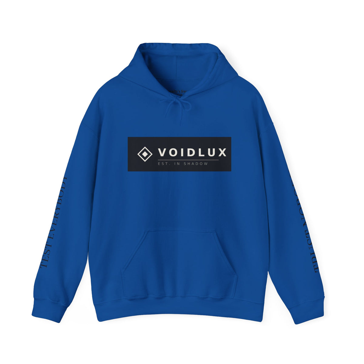 Voidlux Logo & Cityscape Hoodie — 'Trust Nobody' Sleeve Graphic Hoodie