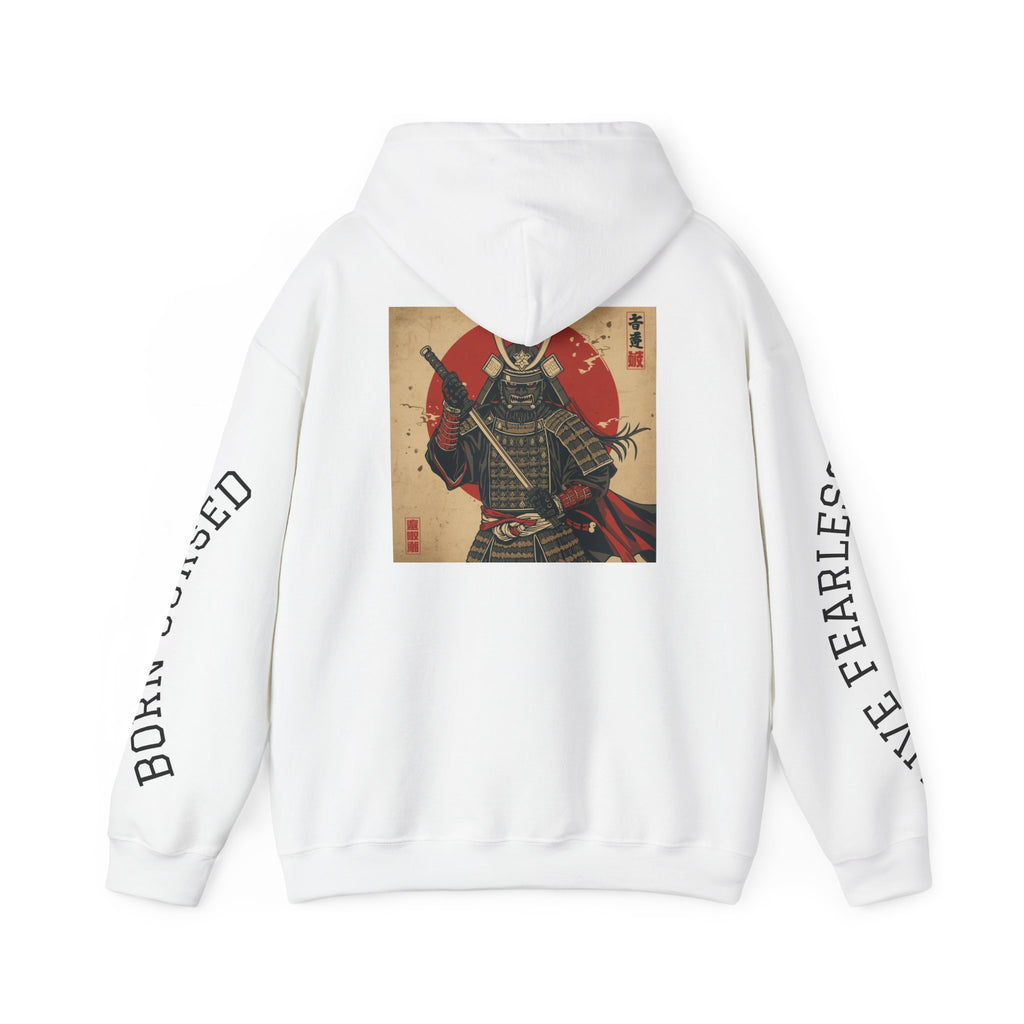 VoidLux Bushido Hoodie with samurai armour graphic, alternate product view 2