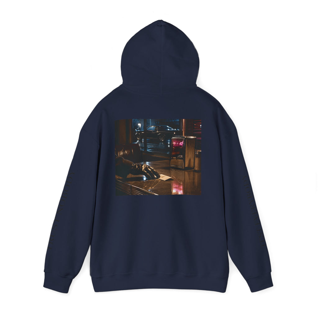 Voidlux Logo & Cityscape Hoodie — 'Trust Nobody' Sleeve Graphic Hoodie