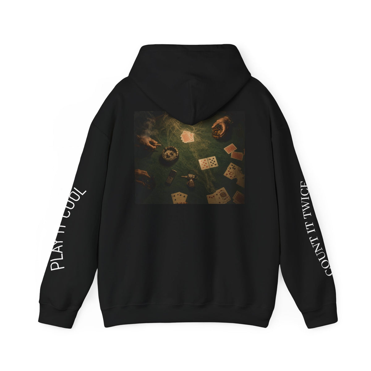 Voidlux Poker Night Hoodie — 'Count It Twice / Play It Cool' Graphic Hoodie