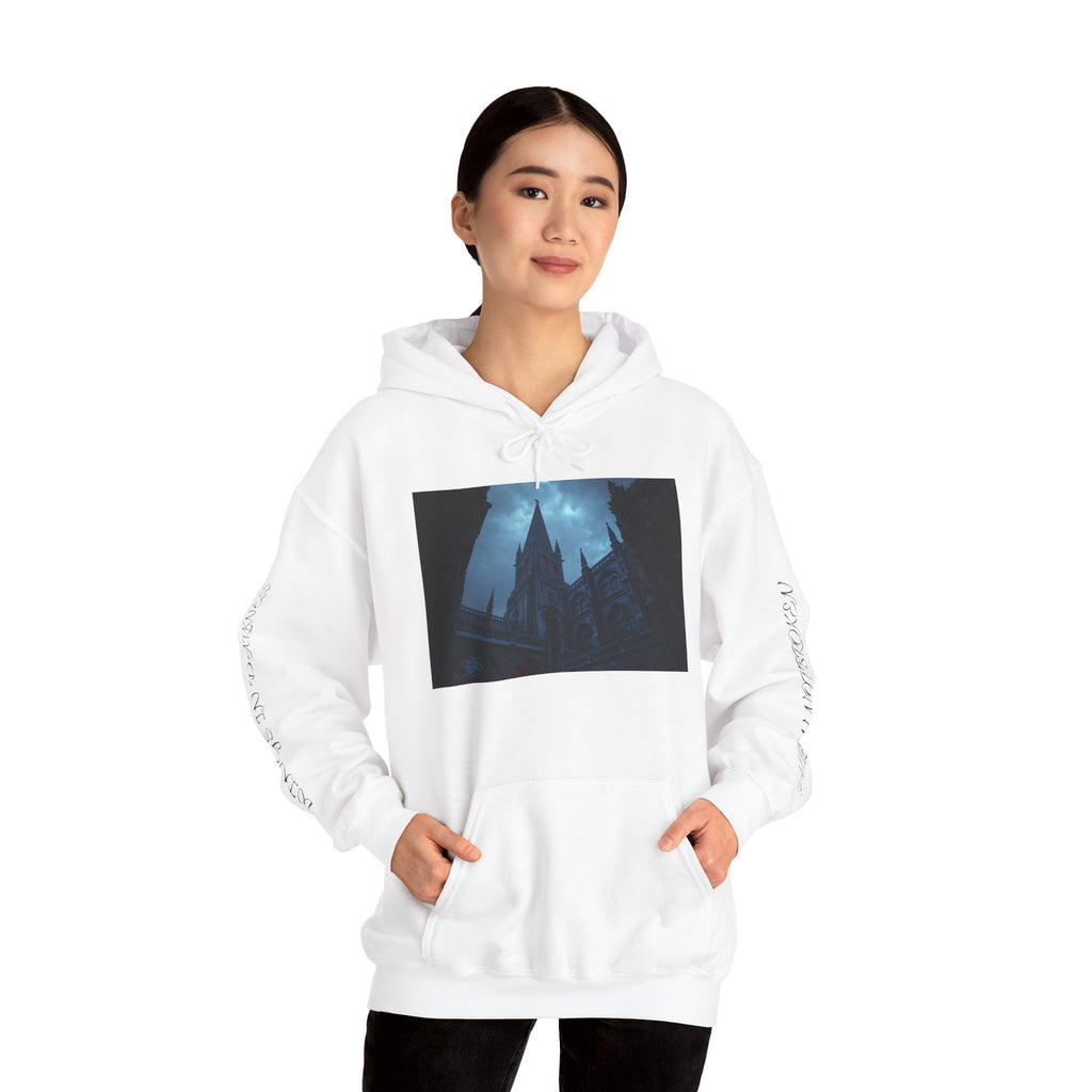 Gothic Night Hooded Sweatshirt — Dark Cathedral Hooded Design Unisex